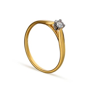 Anillo de oro amarillo 9K bicolor con diamante 0.052CT