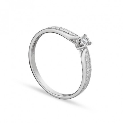 Anillo de oro blanco 9K decorado con diamante 0.03CT