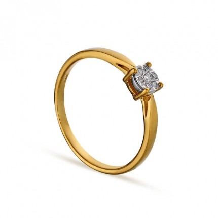 Anillo de oro amarillo 9K ilusión diamante 0.04CT