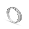 Anel em ouro branco 9K cruzado com diamante 0.015CT