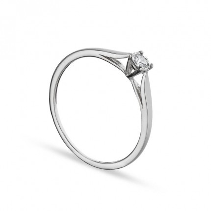 Anillo de oro blanco 9K con diamante de 0.08CT