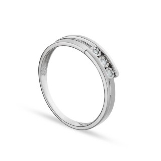 Anillo de oro blanco 9K trilogy y diamante 0.045CT