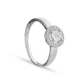 Anel em ouro branco 9K circulo e diamante 0.046CT