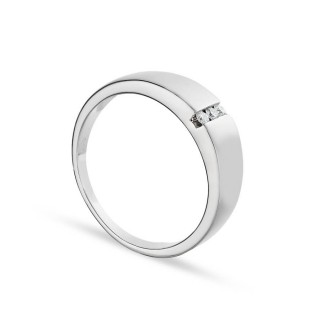 Anel em ouro branco 9K invisível com diamante 0.06CT