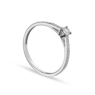 Anel em ouro branco 9K decorado com diamante 0.06CT