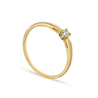 Anel em ouro amarelo 9K e diamante 0.013CT