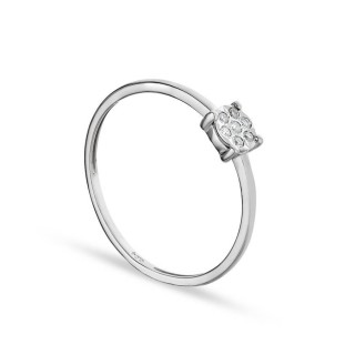 Anillo de oro blanco 9K ilusión y diamante 0.04CT