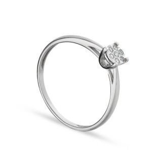 Anel em ouro branco 9k ilusão e diamante 0.046CT
