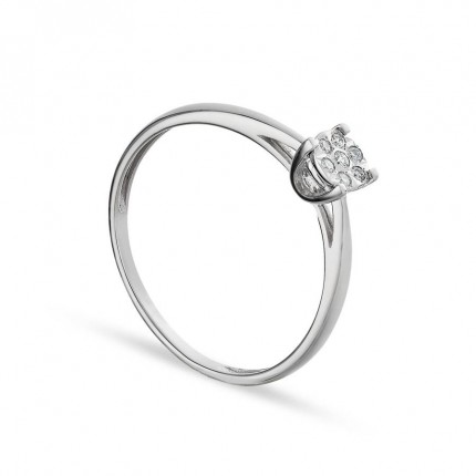 Anel em ouro branco 9k ilusão e diamante 0.046CT