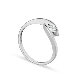 Anillo de compromiso de oro blanco 9K ilusión invisible y diamante 0.029CT
