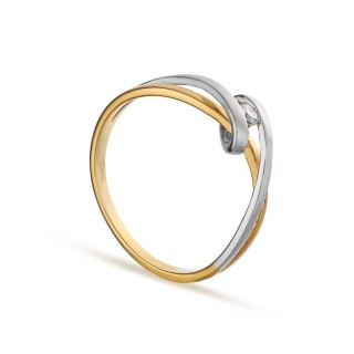 Anillo de compromiso de oro bicolor 9K invisible y diamante 0.04CT