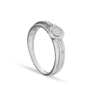 Anel em ouro branco 9k com diamante de 0.041CT