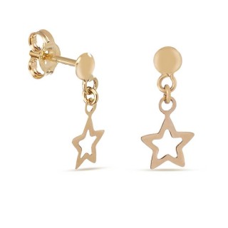 Pendientes de oro amarillo 9 KT con estrella perforada