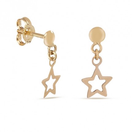 Brincos em ouro amarelo 9 kt estrela perfurada