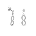 Pendientes de oro blanco 9 KT con infinito vertical