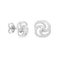 Brincos em ouro branco 9 kt com flor e zircónia
