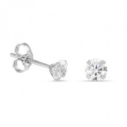 Pendientes de oro blanco 9 KT con circonita de 4mm