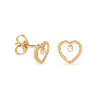 Pendientes de oro amarillo 9 KT con circonita y corazón