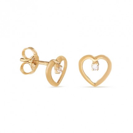 Pendientes de oro amarillo 9 KT con circonita y corazón