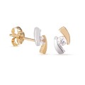 Pendientes oro bicolor 9 KT parentesis circonita