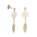 Pendientes de oro amarillo 9 KT con circonita hojas