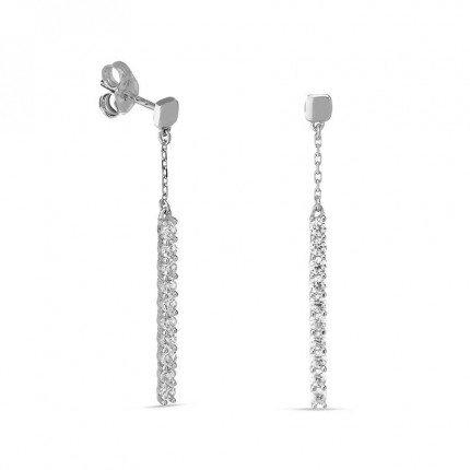 Brincos  em ouro branco 9 kt linha de zircónias
