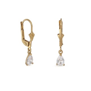 Brincos em ouro amarelo 9 kt gota com zircónia