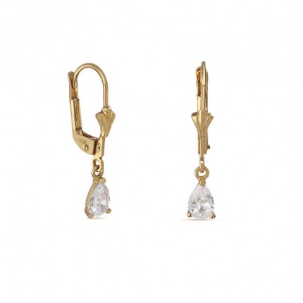 Pendientes de oro amarillo gota 9 KT con circonita