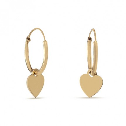 Pendientes Aro de oro amarillo 9 KT con corazón