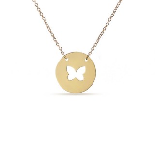 Colar em ouro amarelo 9 kt com 40 cm borboletas