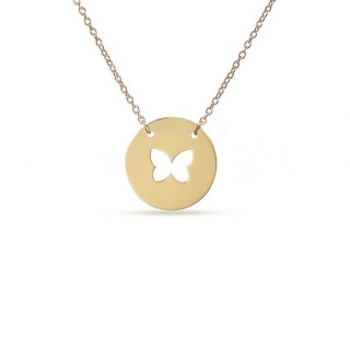 Collar de oro amarillo 9 KT con 40 cm con mariposa