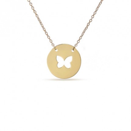 Collar de oro amarillo 9 KT con 40 cm con mariposa
