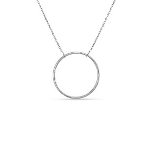 Colar em ouro branco 9 kt com círculo de 42cm