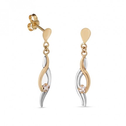 Brincos em ouro bicolor 9 kt com espiral