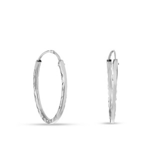 Pendientes Aro de oro blanco 9 KT diamantados