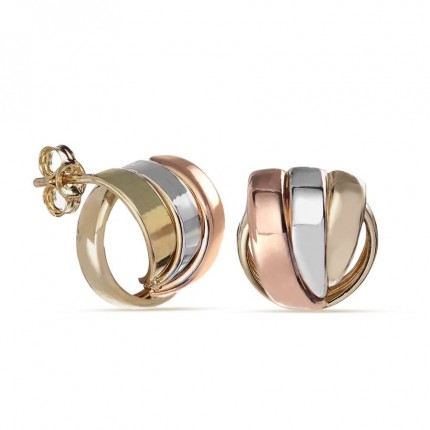 Argolas em ouro tricolor 9 kt tubulares