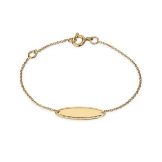 Pulseira em ouro amarelo 9 kt identificação com placa oval
