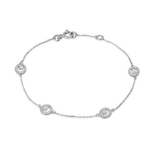 Pulseira ouro branco 9 kt 4 círculos e zircónia