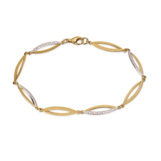 Pulsera de oro bicolor 9k y circonita