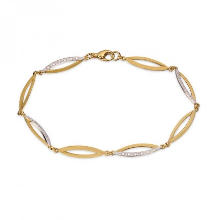 Pulseira de ouro bicolor 9k e zircónias