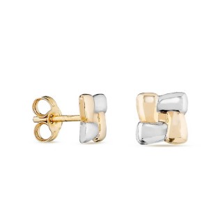 Brincos em ouro bicolor 9K quadrado