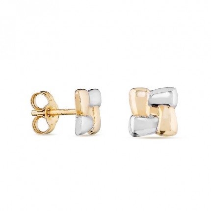 Pendientes de oro bicolor 9K en rombo