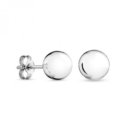 Pendientes de oro blanco 9K con bola 7MM