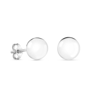 Brincos tipo pino em ouro branco 9K com bola 8 mm