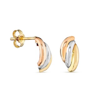 Pendientes de oro tricolor 9K caracola