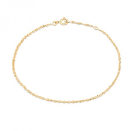 Tobillera de cadena en oro amarillo 9K de 25 cm
