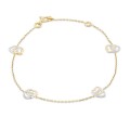 Pulsera de oro amarillo 9K y rodio con 2 corazones de 18 cm