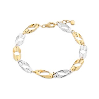 Pulseira em ouro bicolor 9K com círculos de 18CM