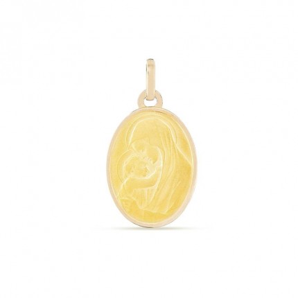 Medalha em ouro amarelo 9K com virgem e menino