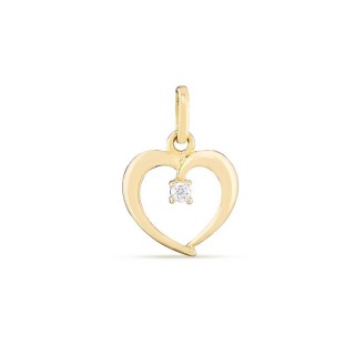 Colgante de oro amarillo 9K con corazón y circonita